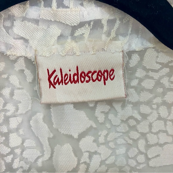 VTG Kaleidoscope Sheer White Burnout Animal Print Blazer Jacket Mesh Sz L - Picture 5 of 7
